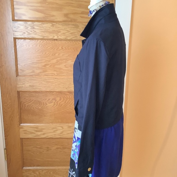 ELLEN TRACY Navy Crop Linen Blend Jacket Size M - Picture 6 of 15